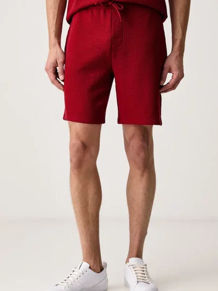BOSS szorty lounge z bawełną Waffle Shorts czerwone