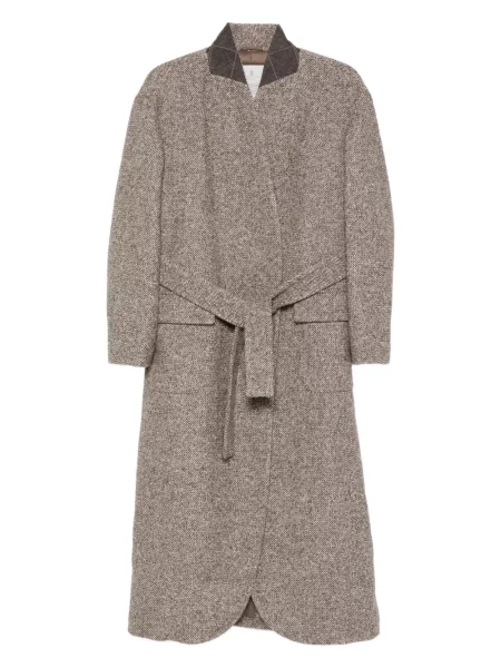 Palton Brunello Cucinelli din tweed maro