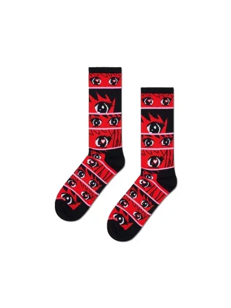 Prugaste čarape Happy Socks crvena