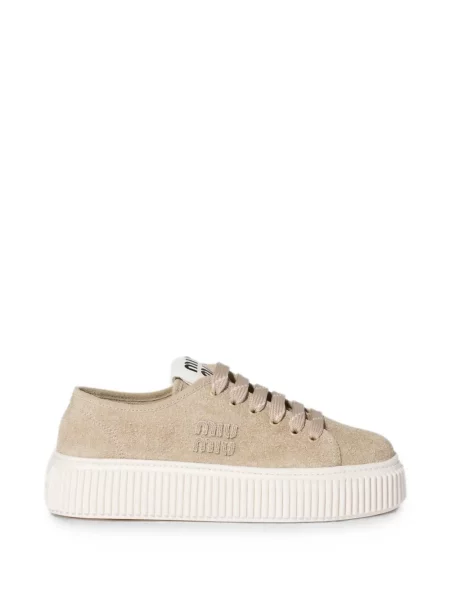 Sneakerși Miu Miu din piele de căprioară
