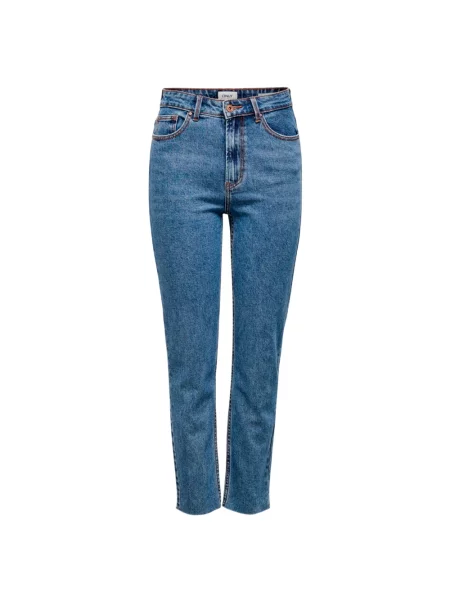 Proste jeansy Only z wysoką talią o krotszym kroju niebieskie