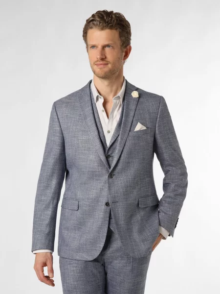 Finshley & Harding kurtka modułowa Steven Mężczyźni Modern Fit niebieski wypukły wzór tkaniny 26