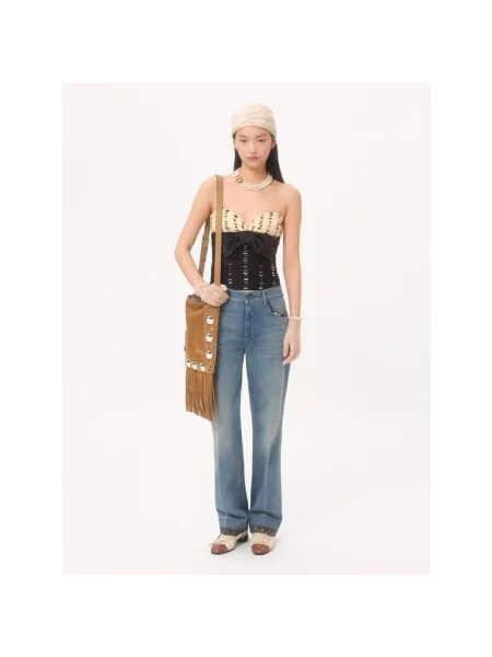 Lniany top Valentino Garavani w grochy czarny