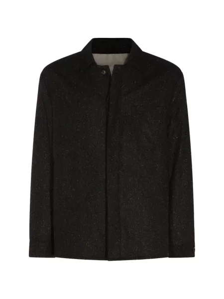 Geacă cămașă Eleventy cu model herringbone negru