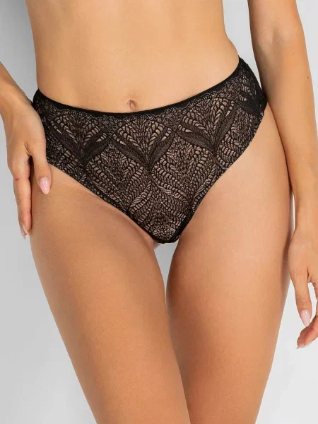 Кружевные трусики бразилиана чорні
