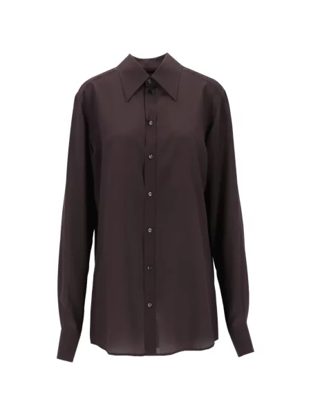 Lung cămașă Dolce & Gabbana de mătase maro