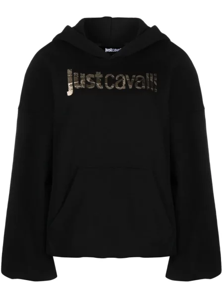 Hanorac cu glugă Just Cavalli cu imagine negru