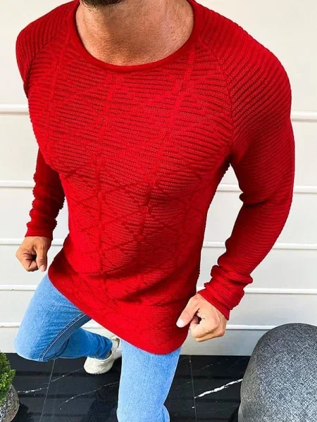 Sweter wkładany przez głowę czerwony
