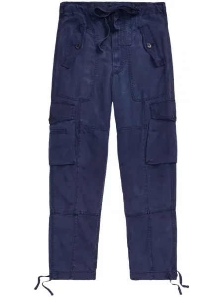 Pletena polo majica Polo Ralph Lauren s vezom visoki struk plava