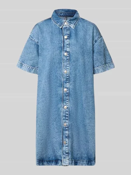 Sukienka denimowa o kroju loose fit z mieszanki bawełny model SKY' Pieces niebieska