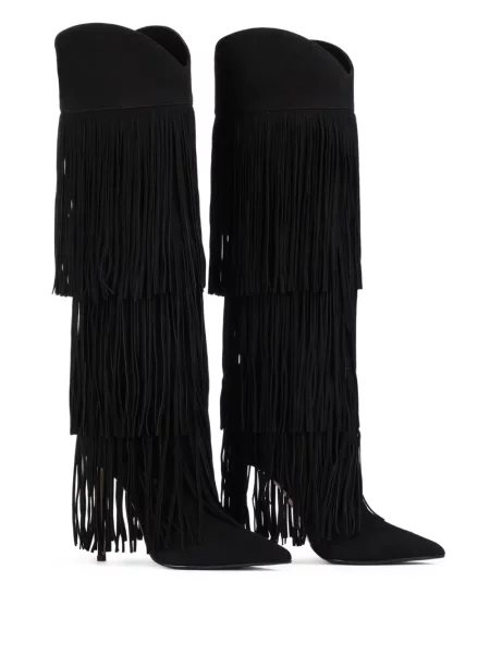 Botine Le Silla cu franjuri din piele de căprioară negru