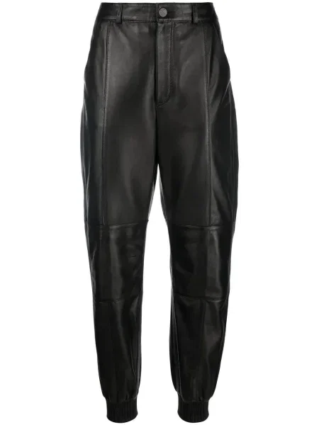 Pantaloni Karl Lagerfeld din piele conici negru