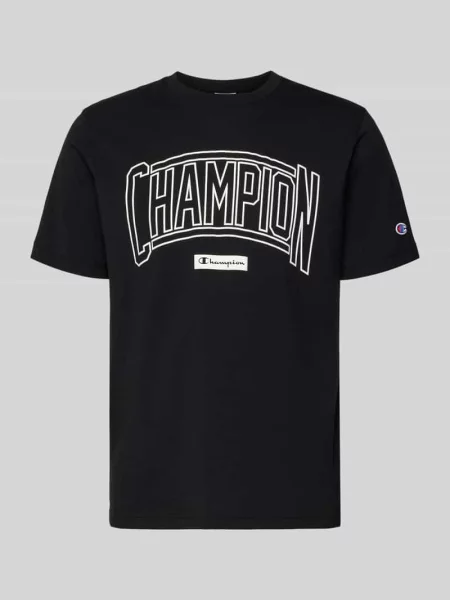 T-shirt z logo i okrągłym dekoltem Champion czarna