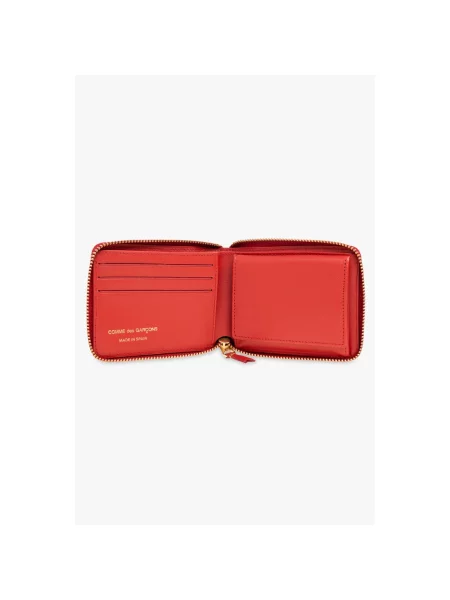 Portfel Comme Des Garcons skórzany w grochy z nadrukiem czerwony