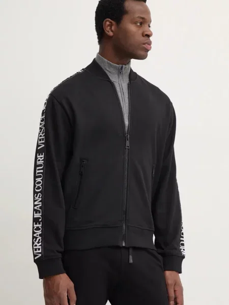 Versace Jeans Couture hanorac de barbati negru cu imprimeu alb