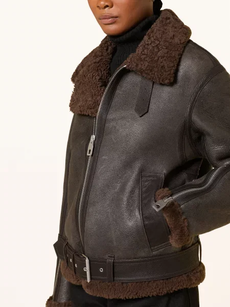 Belstaff Kožená Bunda Erskine černošedá / tmavě hnědá