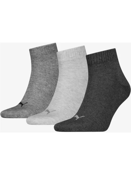 Skarpety Puma Quarter Plain szary jasny szary ciemny 3 pary czarny