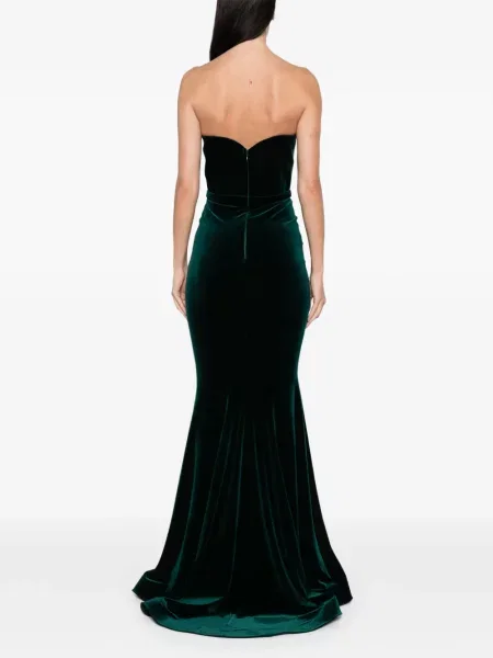 Rochie maxi Cristallini de catifea de costum verde