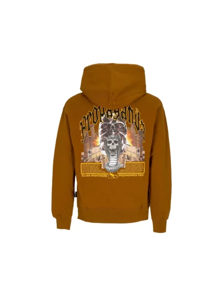 Bluza z kapturem Propaganda z kapturem z kieszenią przednią brązowa