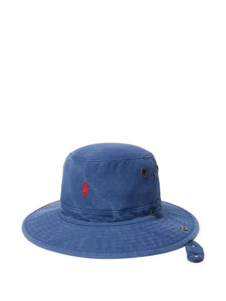 Ριγέ καμβάς κασκόλ Polo Ralph Lauren με κέντημα μπλε