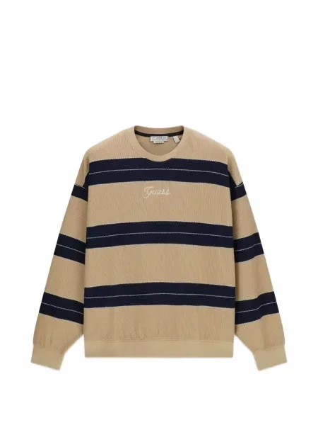 Hanorac Guess cu broderie cu dungi maro