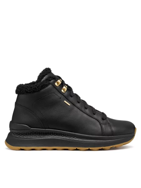 Sneakersy Geox skórzane na płaskim obcasie czarne