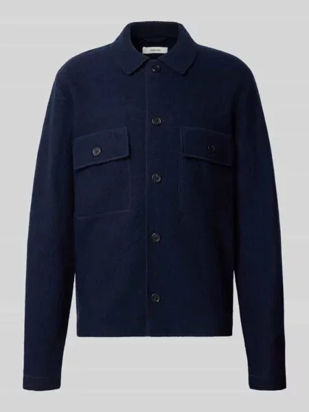 Kurtka koszulowa o kroju regular fit z czystej wełny model ‘NEALY’ Selected Homme granatowa