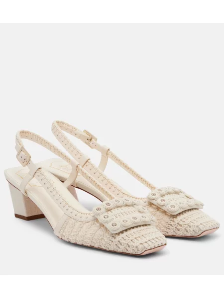 Pantofi cu toc Roger Vivier din piele slingback alb