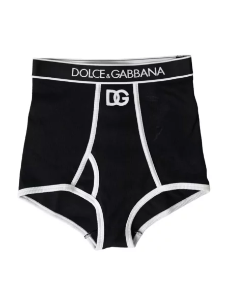Majtki Dolce And Gabbana ze stretchu z logo czarne