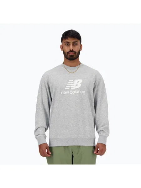 Pánska športová mikina New Balance Stacked Logo French Terry Crew sivá