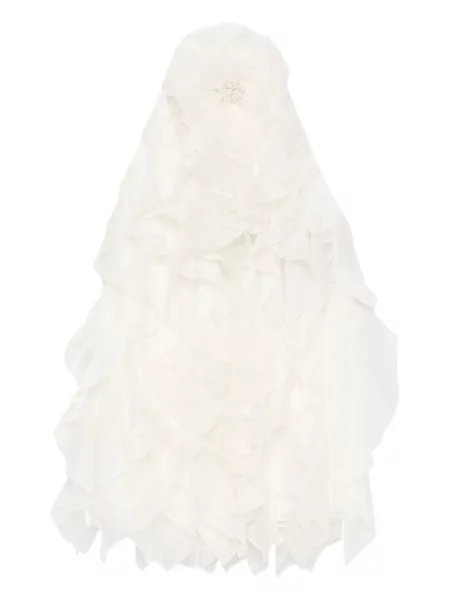 Rochie mini Retrofete cu model floral cu volane de costum alb