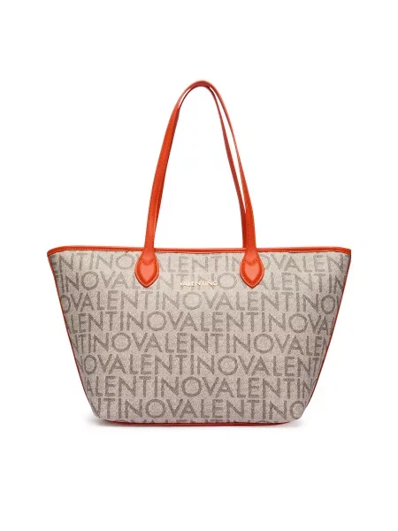 Shopper torbica Valentino Bags z avtogramom bež