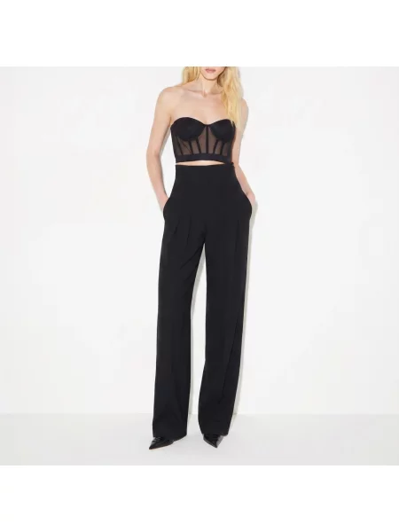 Top Elisabetta Franchi z krepy z siateczki czarny