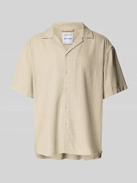 Koszula casualowa z kołnierzem z połami model ‘LATHAM’ Only & Sons beżowa