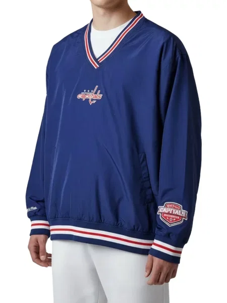 Hanorac Mitchell & Ness cu broderie albastru