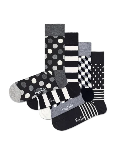 Happy Socks Nogavice siva / črna bela