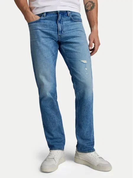 Jeansy o kroju straight fit z naszywką z logo model ‘Mosa’ niebieskie