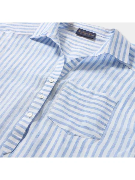 Lniana koszula Brooks Brothers niebieska