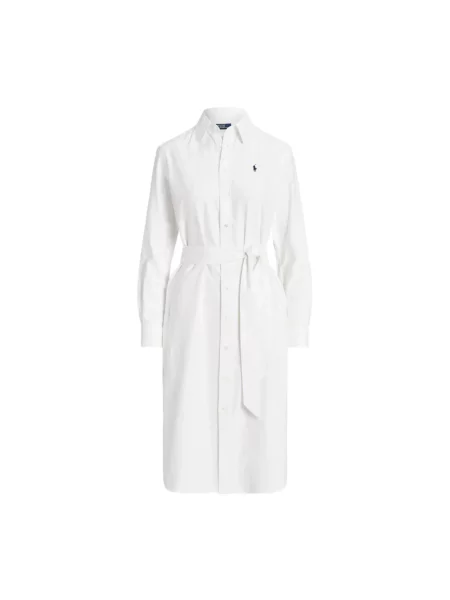 Sukienka koszulowa z wyhaftowanym logo model ‘CORY’ Polo Ralph Lauren biała