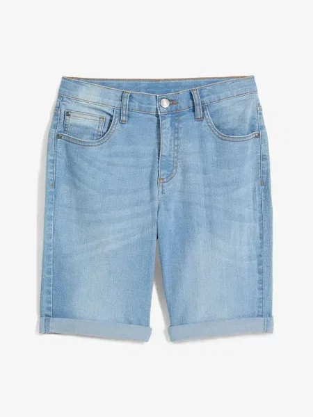 Bermudy jeansowe chłopięce ze stretchem z regulowanym paskiem slim fit niebieskie