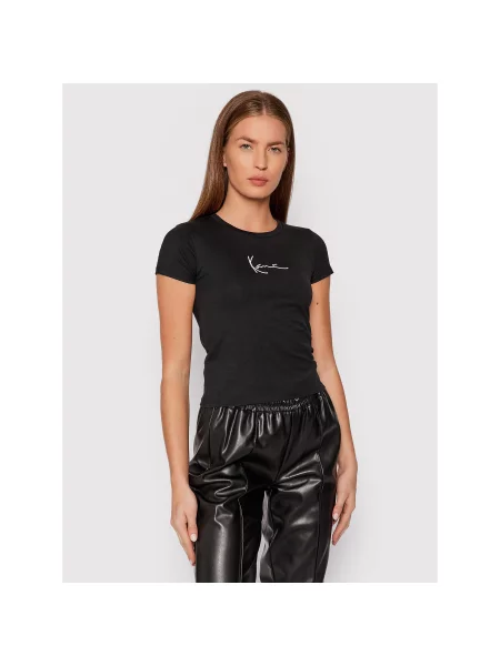 Karl Kani T-Shirt Small Signature Μαύρο Regular Fit λευκό