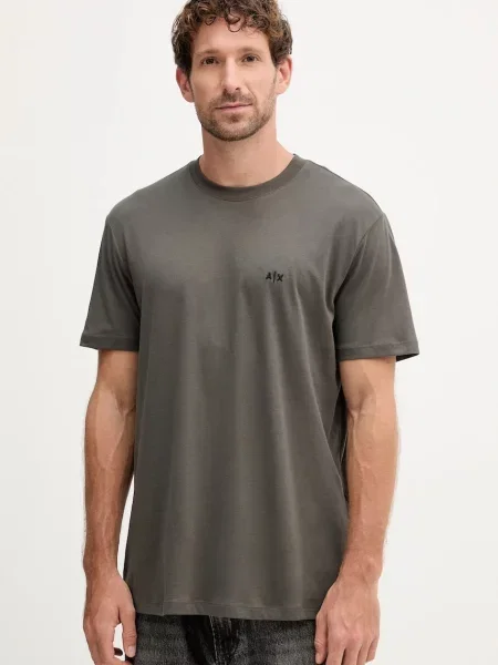 Тениска Armani Exchange с изчистен дизайн зелено