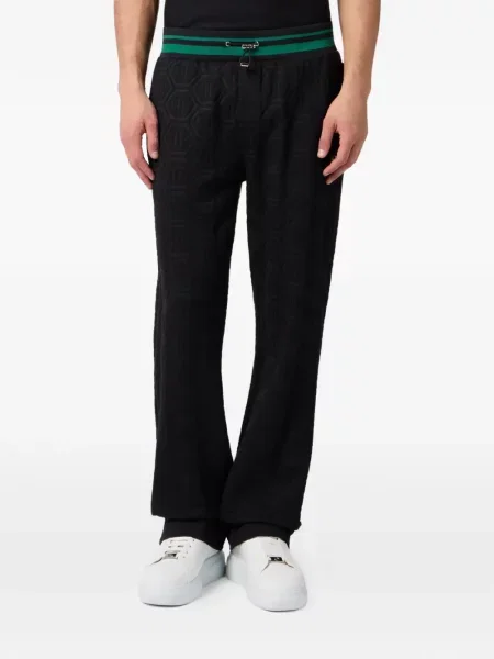 Pantaloni Philipp Plein din jacard alergare negru
