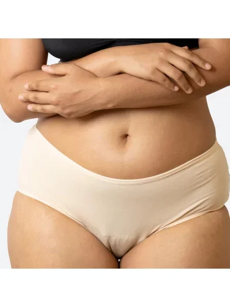 Majtki menstruacyjne Ecowoman z wysokim stanem na obfite krwawienie beżowe