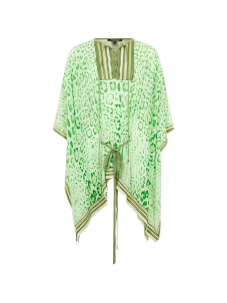 Top Roberto Cavalli cu șireturi cu imagine cu model leopard verde