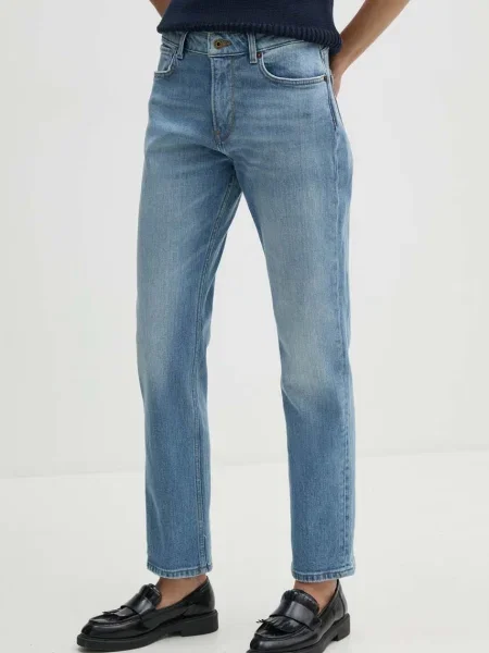 Дънки Pepe Jeans STRAIGHT JEANS MW със стандартна талия синьо