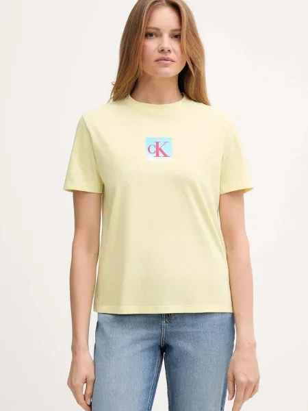 Тениска Calvin Klein Jeans дамска жълто