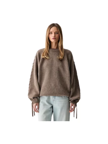 Rotate sweter wełniany brązowy