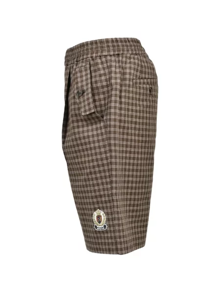 Pantaloni scurți Breath cu broderie în carouri maro