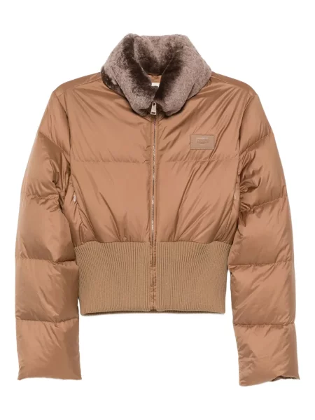Zateplená s límcem bunda Fendi hnědá